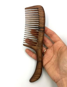 Peigne à barbe en bois de Neem naturel, fait main, étanche et écologique, à dents larges, pour massage du cuir chevelu et coiffage, marque privée, vente en gros - Product Image 4