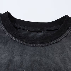 T-shirts pour hommes en coton épais 240g, personnalisés, effet délavé à la pierre, noirs, effet délavé à l'acide, vierges, coupe oversize vintage - Product Image 4