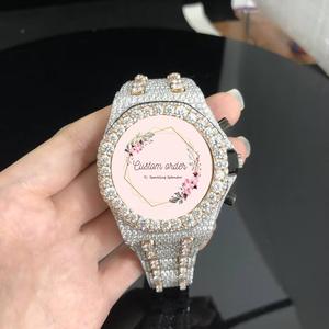 Reloj de Lujo Automático con Incrustaciones de Moissanita, de Acero Inoxidable de Alta Calidad, Resistente al Agua 3BAR, con Correa Brillante, para Hombre y Mujer - Product Image 4