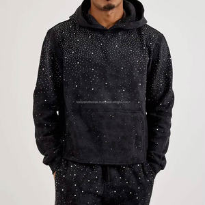 Sweat-shirts à strass, fabrication OEM, sweat-shirt en molleton de coton avec design en pierres brillantes, personnalisation de la marque disponible - Product Image 1