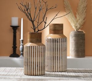 Vase à fleurs en bois de style vintage fait à la main pour un mariage rustique ou une décoration intérieure avec des fleurs fraîches ou artificielles - Product Image 5