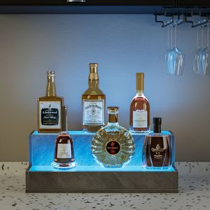 20-Inch LED <b>Lighted</b> Liquor Bottle Display Shelf DIY Illuminated <b>Wall</b> & Bar Display with <b>Remote</b> <b>Control</b> 2 Shelves - Product Image 3