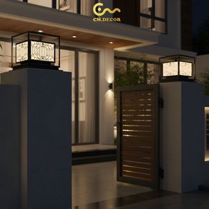 Solar Powered Column <b>Light</b> for Decorative Villa Garden Resort Gate Pillar Post Lamp <b>Wireless</b> Outdoor AC220V IP65 - Product Image 5