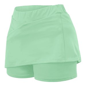 Jupe de sport asymétrique pour femme, taille élastique, couleur unie, avec short intégré, respirante, longueur mini, orange, polyester, été - Product Image 4