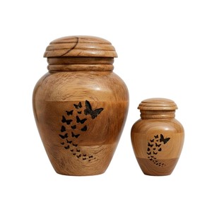 Handcrafted Thunder Wooden Cremation Urn For Human Ashes Fractal Burning Mango Wood Funeral Urn Inlay <b>Memorial</b> Burial <b>Box</b> - Product Image 6