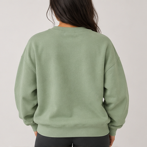 <b>Women's</b> Sage <b>Green</b> Multicolor Varsity Letter Crewneck Sweatshirt Oversized Long Sleeve Custom Logo Pullover Wholesale - Product Image 3