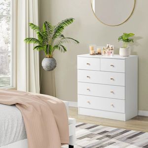 Modern White 5-Drawer Dresser Simple and Elegant Design - Product Image 1