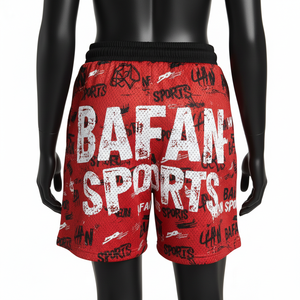 Shorts Deportivos Transpirables de Malla de Poliéster para Mujer, 160 GSM, Ligeros, Rojos y Negros, con Logotipo Personalizado por Sublimación - Product Image 2