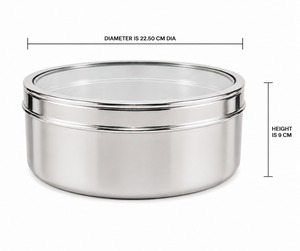 Dheer International - Caja de especias Masala Dabba de acero inoxidable premium n.° 13 con 9 recipientes y 1 cuchara, diámetro 22.50, venta al por mayor - Product Image 2