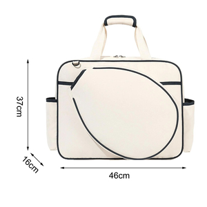 Cream Oxford Tennis Racket <b>Bag</b> 50-70L Zipper Closure Waterproof Sports <b>Duffel</b> With Side Pockets - Product Image 3