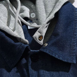 Sudadera con Capucha de Mezclilla Corta Personalizada, Estilo Vintage Lavado, Hombros Caídos, Unisex, Chaqueta de Moda Urbana - Product Image 4