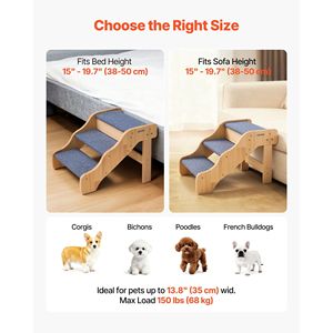 Scala per Animali Domestici in Legno a 3 Gradini con Superficie Antiscivolo, Gradini Stabili per Gatti e Cani per Letti Alti, Divani, Auto, Capacità di Carico 150 libbre - Product Image 5