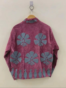 Chaqueta Bomber Reversible de Algodón y Terciopelo Suzani Hecha a Mano, Estilo Boho Floral, para Verano, Otoño e Invierno, Precio al por Mayor, Ideal para Regalo - Product Image 2