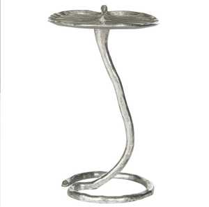 Mesa de centro de metal hecha a mano con base curva y tablero con diseño de hoja, estilo industrial, para sala de estar. - Product Image 2