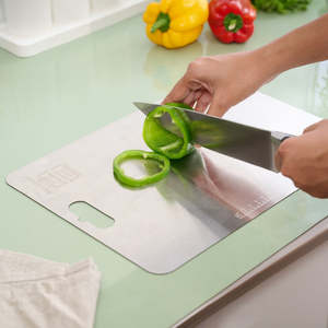 Planche à découper rectangulaire en acier inoxydable, antidérapante, facile à nettoyer, durable, non toxique, pour la cuisine - Product Image 1