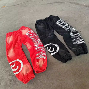 Survêtement personnalisé 100% coton éponge surdimensionné imprimé, respectueux de l'environnement, avec pantalon de survêtement évasé délavé à l'acide pour homme - Product Image 2