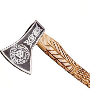 Burraq Custom 17" Tomahawks Axe Head, lame en acier inoxydable, manche en bois de rose, fourreau en cuir fait main, tranchant de coupe de 4 1/2 pouces, camping - Product Image 2