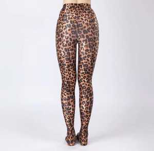 Leggings de sport taille haute à imprimé léopard, longueur intégrale, tricotés, extensibles, en spandex et nylon, pour femmes, séchage rapide, toutes saisons - Product Image 2