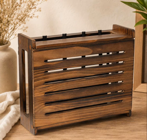 Large Capacity Wooden Wall Mounted WiFi <b>Router</b> Holder with Cable Management Storage Rack for Living Room Modern Design - Product Image 2
