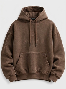 Ensemble survêtement streetwear homme marron oversize avec broderie personnalisée, coton épais, deux pièces - Product Image 2