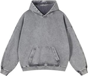 เสื้อฮู้ดดี้ผ้าเทอร์รี่คอตตอน 100% แบบสวมหัว สไตล์สตรีทแวร์ลำลองสำหรับผู้ชาย คุณภาพสูง ปักลายแบบแอซิดวอช ดีไซน์ OEM แบบสั่งทำพิเศษ สำหรับฤดูหนาว - Product Image 6