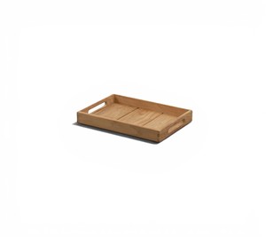 Bandeja de Servicio Rectangular de Madera de Teca Sólida Minimalista al por Mayor con Asas, Decorativa para Hoteles, Resorts y Restaurantes de Lujo - Product Image 1