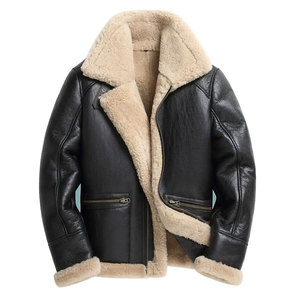 Men's Genuine Leather Moto <b>Jacket</b> Turn-down Collar Zipper Closure Solid Color Regular <b>Fit</b> Autumn Wear - Product Image 6