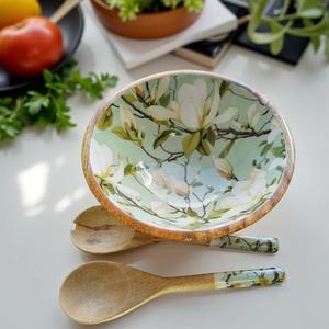 Large Deep Eco-Friendly Handmade Mango Wood Meena Printed Mixing Bowl for <b>Kitchen</b> Use Multipurpose Fruit Salad Bowl Wholesale - Product Image 4