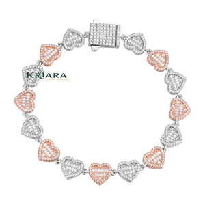 Bracelet en moissanite en forme de cœur, plaqué or rose 925, micro-pavé, bracelet tennis, bijoux romantiques pour femmes - Product Image 4