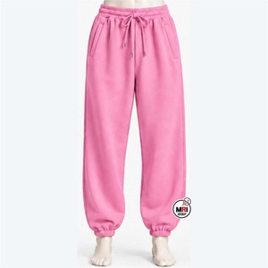 Pantalones Deportivos Rosas para Hombre, Cintura Elástica con Cordón, Bolsillos Laterales, Tejido de Algodón Transpirable, Peso Medio, Venta al Por Mayor OEM, Ropa Casual de Otoño - Product Image 1