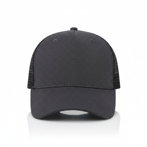 Casquette Trucker Gris Foncé Personnalisable avec Logo, Dos en Maille Noire, Casquette Snapback Vierge en Gros, 5 Panneaux, Gris Anthracite, pour Hommes et Femmes, Sport Baseball - Product Image 2