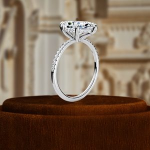แหวนหมั้นเพชรทรงมาร์คีส์ 1.5 กะรัต เพชรเลี้ยงในห้องปฏิบัติการ ทองคำแท้ 14K วงแหวนแบบฮาโลครึ่งวงประดับเพชร IGI Certified ดีไซน์เรียบหรู สำหรับวันครบรอบ - Product Image 2