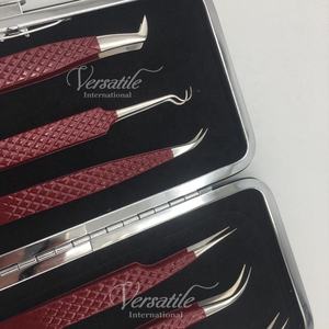 45 Degree Maroon Diamond Grip Stainless Steel <b>Eyelash</b> Tweezers Custom Logo <b>Beauty</b> <b>Tool</b> for <b>Eyelash</b> Extension Eyebrow Shaping - Product Image 4