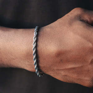 925 Sterling Silver <b>Rope</b> Chain <b>Bracelet</b> Twisted <b>Rope</b> Link <b>Bracelet</b> Diamond Cut Italian <b>Rope</b> <b>Bracelet</b> for Men Women - Product Image 3