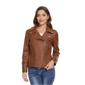 Chaquetas de Cuero Suave de Alta Calidad, Chaqueta de Cuero de Oveja Genuina Color Borgoña, Chaqueta de Cuero para Mujer - Product Image 2