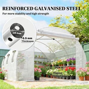 Serre tunnel agricole blanche pour la culture des plantes - Product Image 2