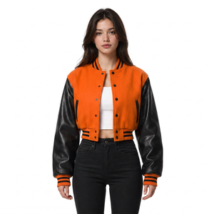 Chaqueta universitaria corta para mujer al por mayor, con logo personalizado, ropa exterior de moda boutique, tallas S M L XL, proveedor con MOQ bajo - Product Image 5