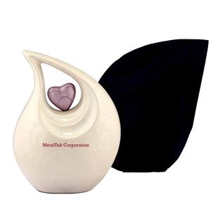 Urne funéraire en alliage métallique massif, style américain, en forme de goutte d'eau, couleur blanc et violet lavande, pour cendres humaines ou d'animaux, fournitures funéraires, urne de sépulture - Product Image 1