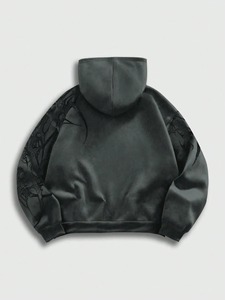 Sweat à capuche d'hiver surdimensionné pour homme, en coton épais délavé à l'acide, respirant, style vintage streetwear - Product Image 4