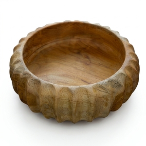 Bol à salade rond en teck de haute qualité, écologique, sculpté à la main, design vintage, couleur personnalisée, vaisselle de fête pour usage domestique - Product Image 1