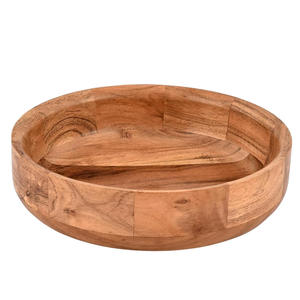 Bol mélangeur en bois écologique de qualité supérieure, design rond profond, style américain, pour la préparation de salades, la pâtisserie, les ingrédients et les fêtes - Product Image 3