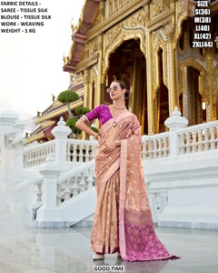 Sari de fête traditionnel vert Urban Bloom avec propriétés anti-humidité et infroissables - Product Image 3