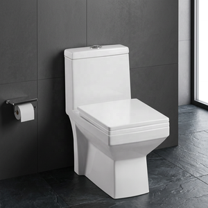 Inodoro de una pieza - Inodoro de cerámica de lujo con sifón de doble descarga, sin borde, para baño moderno - Product Image 2