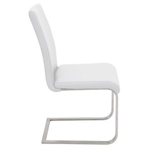 Juego de 2 sillas de comedor Foster contemporáneas de acero inoxidable y piel sintética blanca - Product Image 3