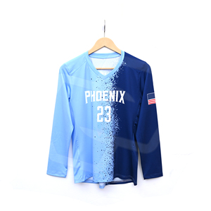 เสื้อวอลเลย์บอลแบบซับลิเมชั่นขายส่ง แขนยาว คอวี ยูนิเซ็กซ์ สำหรับผู้ใหญ่ ระบายเหงื่อได้ดี ผ้าโพลีเอสเตอร์ 180 กรัม ปรับแต่งได้ตามต้องการสำหรับทีม - Product Image 1