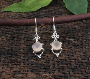 Pendientes de Cuarzo Rosa Natural para Mujer, Forma Redonda, Color Rosa, Joyería de Piedra Curativa, Regalo Romántico para el Día de San Valentín - Product Image 5