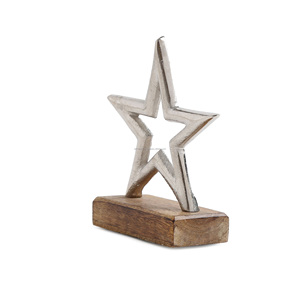 1 arbre de noël en aluminium de haute qualité, ornements avec Base en bois, en métal, Articles pour décoration de noël - Product Image 1