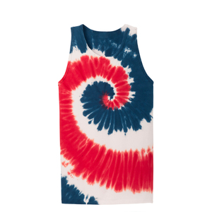 Débardeur sans manches pour homme, tie-dye, rouge, blanc, bleu, col rond, décontracté, tricoté en coton respirant - Product Image 3