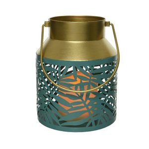 Modern Glass Lantern with Gold Frame and Handle for Candle Lighting Decorative Home Accent Holder for Living Room or Dining - Product Image 2