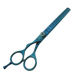 Ciseaux texturisants pour barbier, outils professionnels de salon, acier inoxydable bleu avec vis de réglage en cristal - Product Image 2